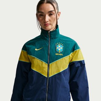 Nike Brazil Windrunner Nike Womens Soccer UV Woven Jacket in Blue | IB6255-433