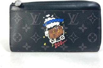 Louis Vuitton Pre-owned Monogram Eclipse Long Wallet (bi-fold) - Heren - Vintage Accessoires - Zwart - ONE Size - Vintage