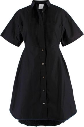 sacai Cape Black Lace Trimmed A-line Shirt Dress Size S