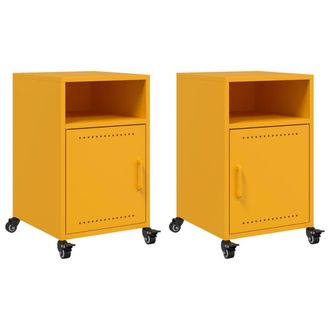 Berkfield Home Bedside Cabinets 2 pcs Mustard Yellow 36x39x59 cm Steel | Size: 36 x 39 x 59 cm