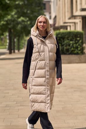 Mountain Warehouse Comfort Zone Womens Longline Gilet Water Resistant Jacket Beige - Size UK 6-8 (Womens)