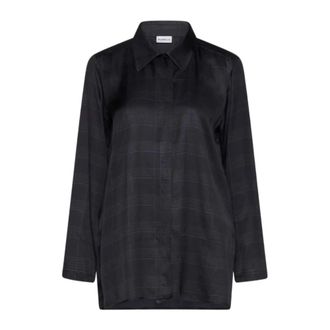 Marella Klassiek geruit overhemd - Dames - Blouses & Shirts - Blauw - Maat: S Leer