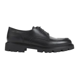 Celine Laced Shoes, male, Black, 9 1/2 UK, Black Leather Derbies with Logo Design