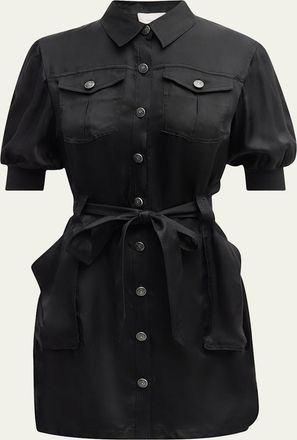 Cinq &agrave; Sept Damla Belted Puff-Sleeve Mini Shirtdress