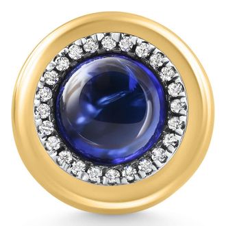Pompeii3 7.62Ct Natural Tanzanite & Lab Grown Diamond Button Ring 14k Yellow Gold Size: 7