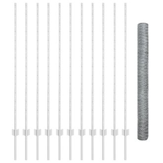 Berkfield Home Fence Posts 22 pcs U-Channel 140 cm Galvanised Steel in Silver