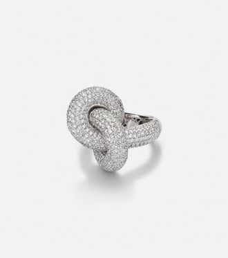 Engelbert Legacy Knot Big 18kt white gold ring with diamonds