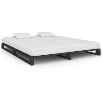 vidaXL Vidaxl - Giroletto in Pallet Grigio Legno Massello di Pino 160x200 cm