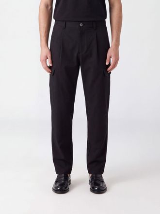 Herno Slim Fit Cargo Trousers in Technical Fabric with Pleats and Mid-Rise Waist