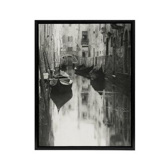 Artery8 A Venetian Canal Photograph Alfred Stieglitz Framed Canvas Wall Art in Grey | Size: W24 x H32