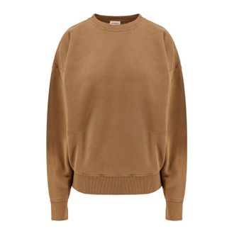 Saint Laurent Bruine Geribbelde Trui Italiaans Katoen - Dames - Sweatshirts - Bruin - M - Katoen - Hoodies & sweatvesten