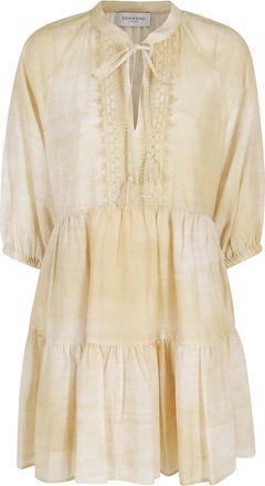 Ermanno Scervino Mandarlo Embroidered Deep V-Neck Cotton Midi Dress
