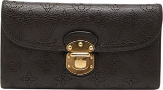 Louis Vuitton Monogram Dark Brown Leather Long Wallet (Tri-Fold) (Pre-Owned)