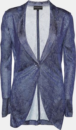 Emporio Armani Navy Blue Perforated Knit Blazer