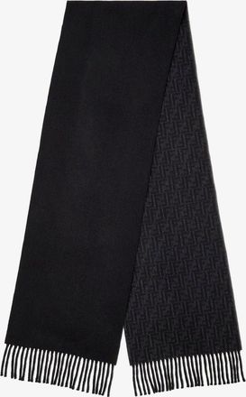 Fendi Sciarpa double-face in lana e cashmere FF Zucca nera - FENDI - gender_Man