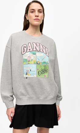 Ganni Grey Isoli Oversized Sweatshirt - Size 2XL/3XL Cotton