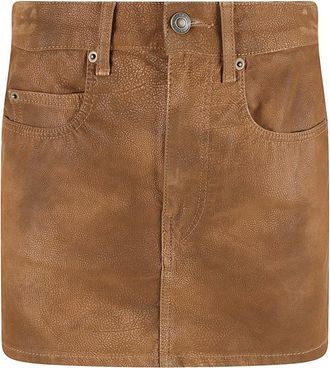 Isabel Marant Isabel Marant, Short Skirts, female, Brown, Size: M Vintage Style Faux Leather Skirt