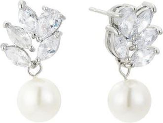 Untamed Petals Poise Pearl Drop Earrings in Silver at Nordstrom