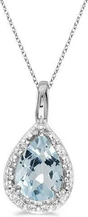 Allurez Pear Shaped Pendant Necklace in 0.60Ct, Aqua, White Gold at Nordstrom, Size 18