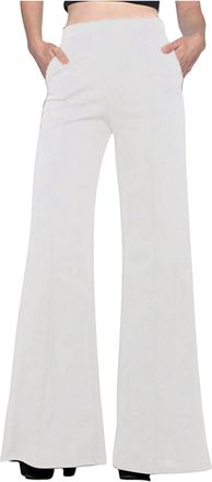 Generic Ladies Trousers Stretchy Wide Leg Casual Work Trousers for Women UK Pants with Pockets Flared Fit Long Womens Solid Color Yoga Dress Pants Bootcut Fla
