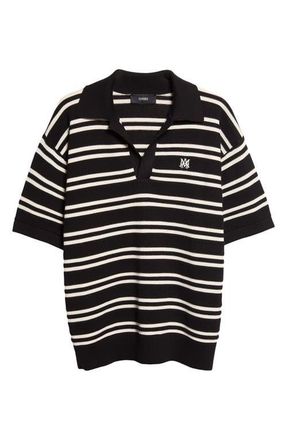 Amiri MA Stripe Polo Sweater in Black at Nordstrom, Size Xxx-Large