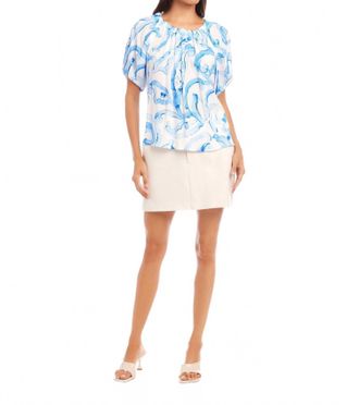 Fifteen Twenty Savina Short Sleeve Blouse In Painted Paisley Print