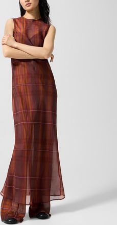 Silk Laundry Womens Sheer pure silk tartan pattern dress