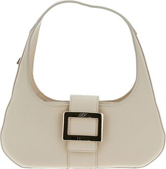 Roger Vivier White Minimalist Buckle Detail Shoulder Bag