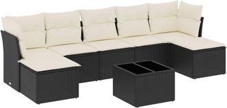 vidaXL Set De Sof&aacute;s De Jard&iacute;n 8 Piezas Y Cojines Rat&aacute;n Sint&eacute;tico Negro Vidaxl