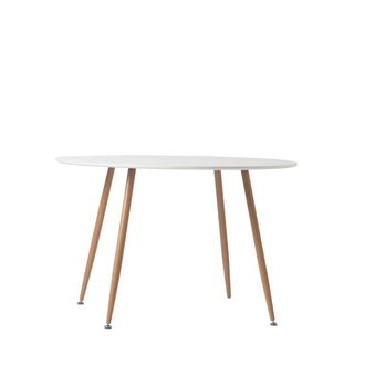 Klast Mesa de comedor redonda en madera color blanco con pata natural x75 cm