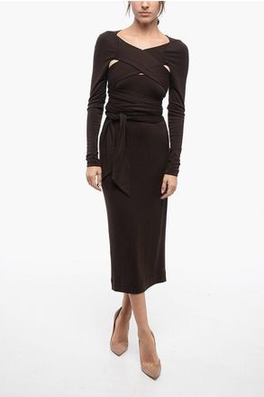 Dolce & Gabbana Vestito in Jersey di Lana con Design Criss Cross taglia 46