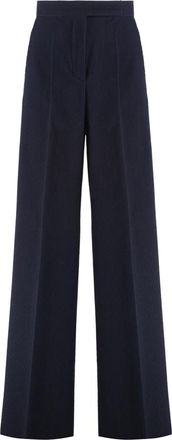 Max Mara Osol Wide-Leg Broek - Dames - Wijde Broeken - Blauw - S - Wol - Broeken