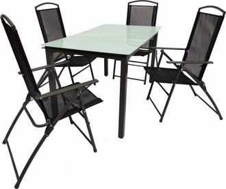 ebuy24 Vcm 5 Pcs Conjunto De Muebles De Jard&iacute;n Grupo De Asientos Grupo De Comedor 1x Mesa, 4x Sillas Mesa Dimensiones Aprox. Al. 76 X An. 140 X P. 80 Cm Jueg