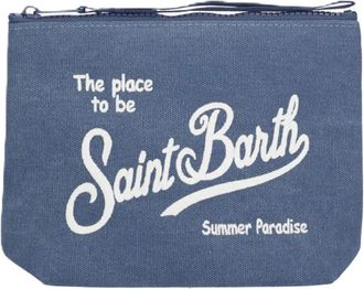 MC2 Saint Barth Clutches, female, Blue, Size: ONE SIZE Aline Canvas Clutch