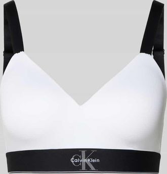 Calvin Klein Underwear Slim Fit Bralette mit Logo-Stitching in Weiss, Gr&ouml;&szlig;e XL