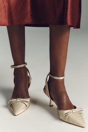 Maeve Pointed-Toe Ankle-Strap Bow Heels