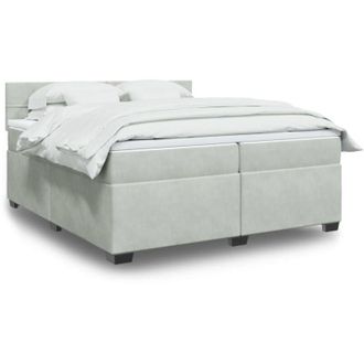 vidaXL Vidaxl - Cama Box Spring Con Colch&oacute;n Terciopelo Gris Claro 200x200 Cm