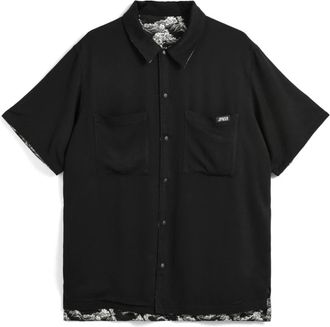 TAION Omkeerbaar Japans golfshirt - Heren - Korte mouwen Overhemden - Zwart - L - Rayon - Overhemden