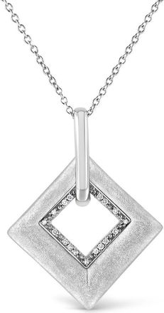 House of Brilliance 925 Sterling Silver Pave-Set Diamond Accent Kite Shape Pendant Necklace in White at Nordstrom