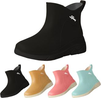 Generic Womens Wellies Wide Fit Ankle Wellington Boots Short Garden Boots Anti-Slip Sole Durable Rainboots Fashion Comfortable Rubber Waterproof Shoes for Out