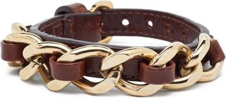 Burberry Bracciale in pelle con catena - Marrone