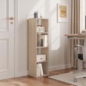Woltu Woltu - Librer&iacute;a Con 4 Niveles De Madera 30x106,5x23,5 Cm, Roble Claro