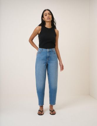 Nobody's Child Blue Putney Barrel Leg Jeans