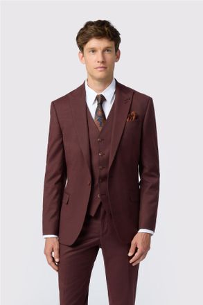Antique Rogue Mens Single Breasted One Button Slim Fit Suit Jacket - Red - Size 46 (Chest)