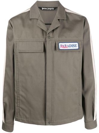 Palm Angels Paradise-embroidered shirt jacket - Green