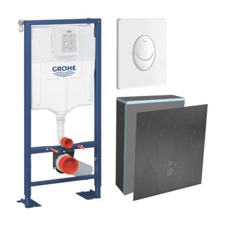 GROHE Set Marco De Soporte Grohe Solido Con Revestimiento Wedi I-board, Blanco, Con Revestimiento De Hormig&oacute;n Gris