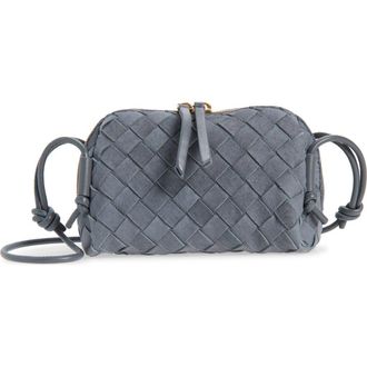 Bottega Veneta Concert Intrecciato Suede Crossbody Bag in Cloudy Indigo at Nordstrom