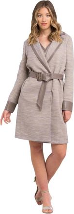 Trussardi Kimono Sluiting Katoenen Jas met Contrastdetails - Dames - Jas met riem - Beige - XS - Katoen - Jassen