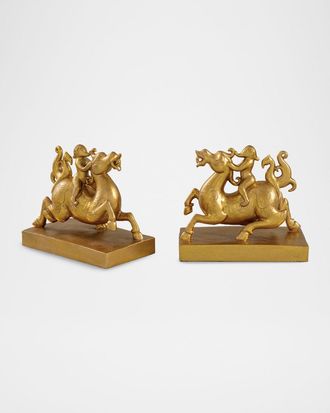 Port 68 Elephant Rider Bookends, Set of 2