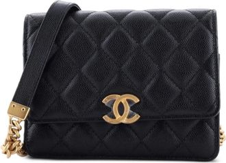 Chanel Bracelet on Chain Wallet on Chain Quilted Caviar Mini clutch bag - Zwart